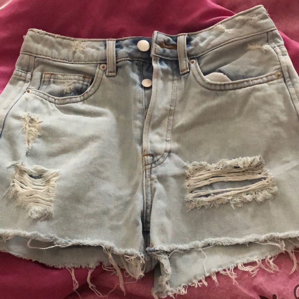 High waisted denim shorts
